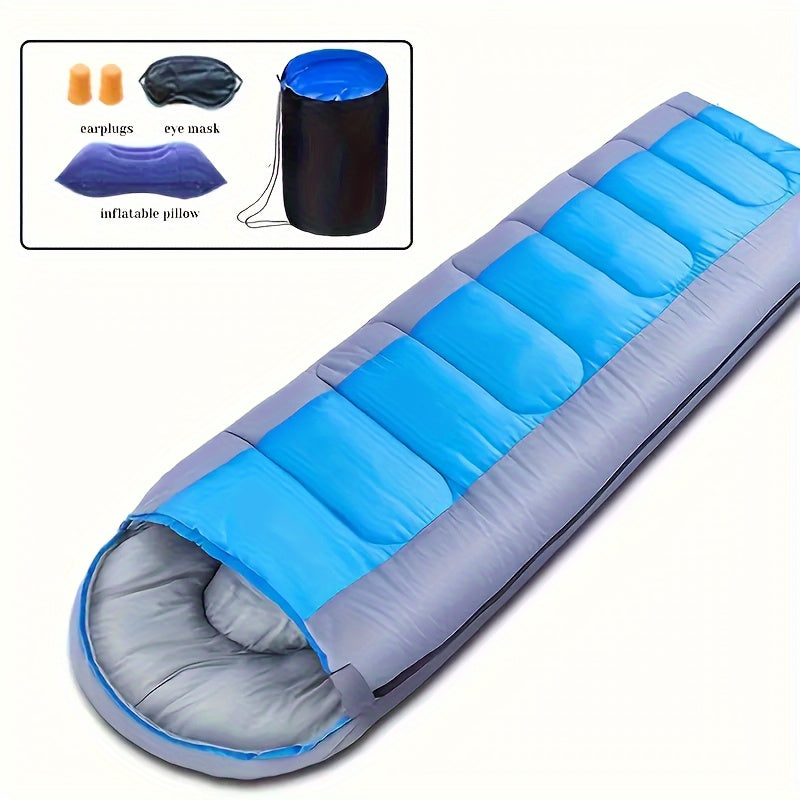 Thermal Insulation Down Cotton Sleeping Bag - Outdoor Camping Waterproof Gear for Winter with Hat, Eye Mask, and Earplugs for Cozy Slumber