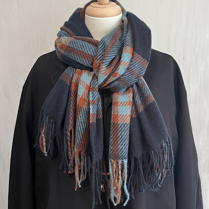 1pc Men's Classic Plaid Scarf For Autumn And Winter