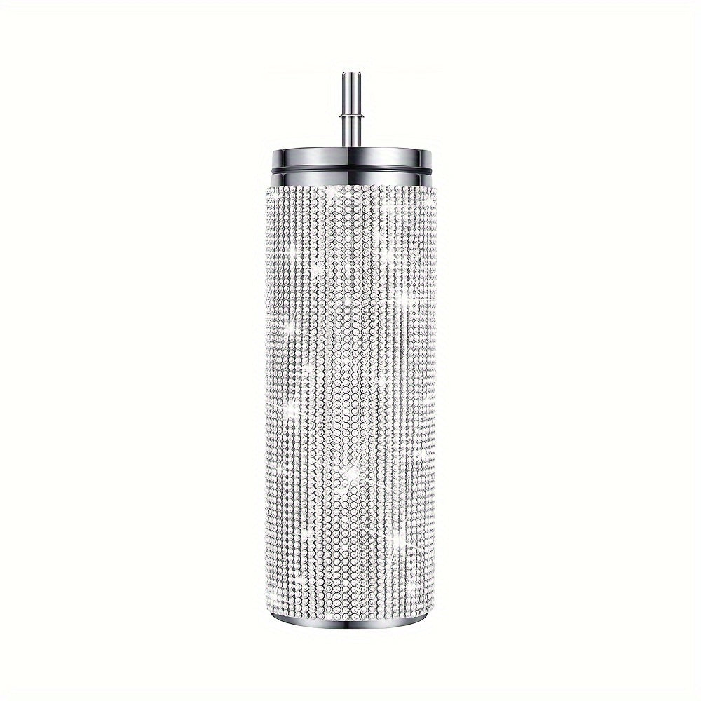 Buy 1 Get 1 Free, total of 2 pcs Glittering Sparkling Studded Insulated Vacuum Flasks - 600ml/20oz Stainless Steel Thermal Water Bottles Set for Hot and Cold Beverages - Perfect Travel Cups for Summer and Winter, Unique Gifts for Friends and Family