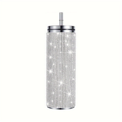 Buy 1 Get 1 Free, total of 2 pcs Glittering Sparkling Studded Insulated Vacuum Flasks - 600ml/20oz Stainless Steel Thermal Water Bottles Set for Hot and Cold Beverages - Perfect Travel Cups for Summer and Winter, Unique Gifts for Friends and Family