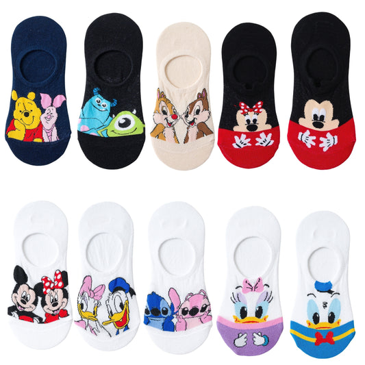 2/10/20pcs Cotton Blend No-Show Socks with Classic Cartoon Designs - Comfortable, Breathable & Stretchy for Casual Attire, Gifts & Parties