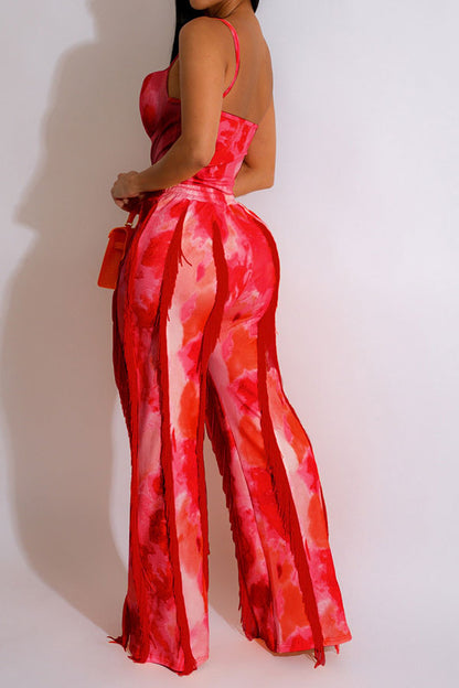 storexq Tie Dye Rocking Tassel Pant Suit