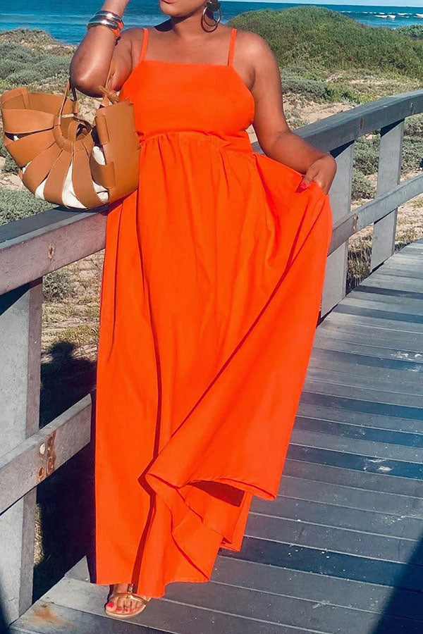 storexq Solid Color Simple Swing Maxi Dress