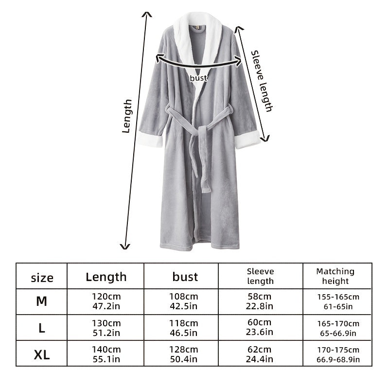 1pc Ultimate Flannel Bathrobe - Super-Soft & Cozy, Full-Length Nightgown, Insulated for Winter Warmth, Perfect Unisex Home Robe - Your Everyday Luxury Bathroom Essential