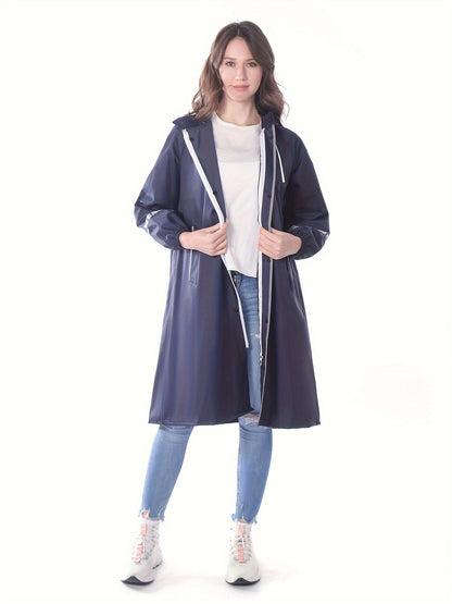 1pc Fashion Rain Windbreaker Solid Color Style Adult Rain Poncho Multifunctional Long Raincoat