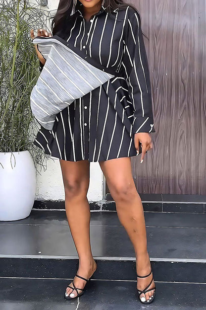 storexq Striped Stylish Irregular Layered Mini Dress