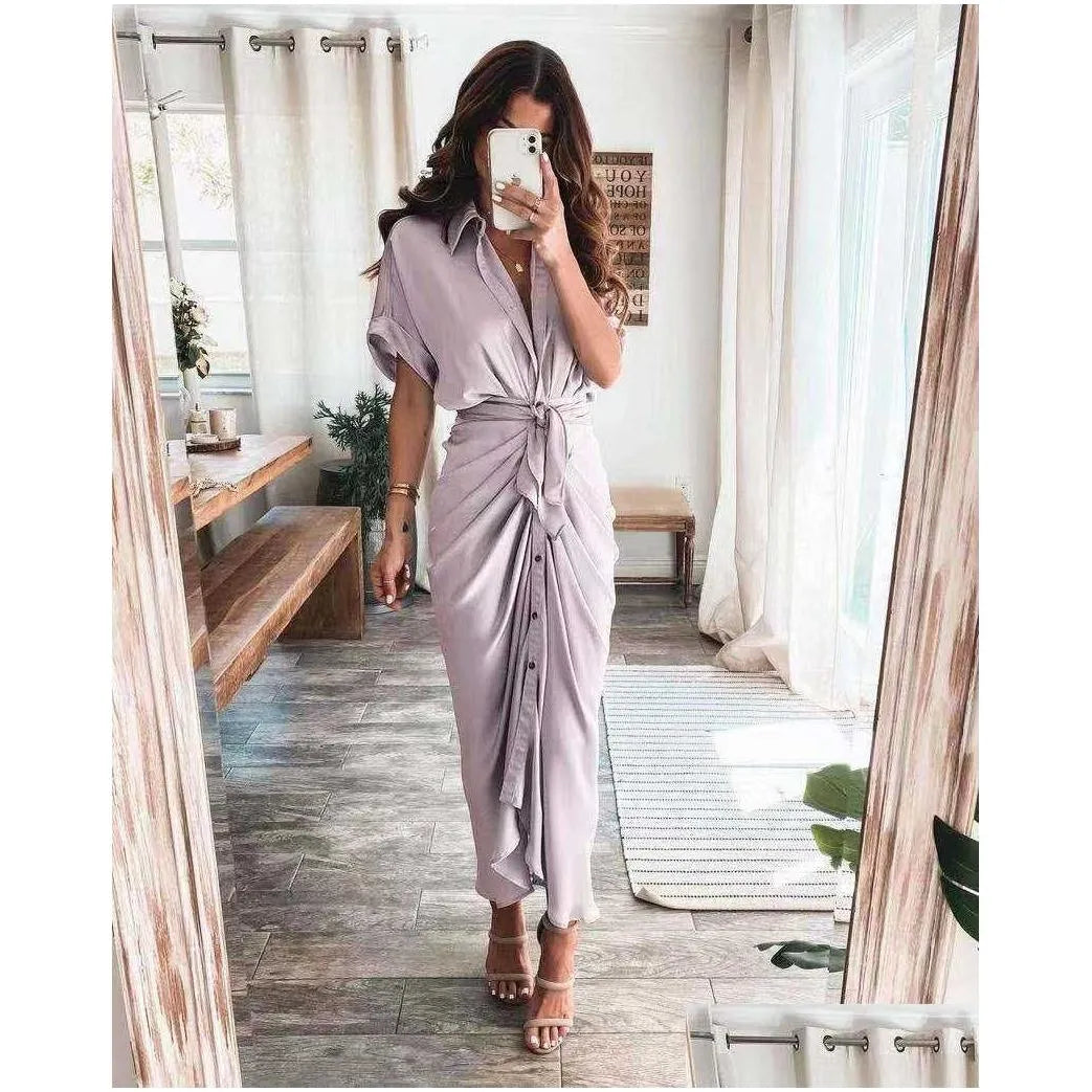 Casual Dresses Retail Women Shirt Designer Commuting Plus Size S3Xl Long Dress Fashion Forged Face Clothing Drop Delivery Apparel Wom Dhkj1