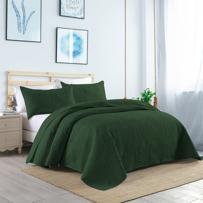 3-Piece Monochrome Embossed Bedspread Set - Soft, Breathable, Comfortable, and Hypoallergenic Bedding with Elegant Embossing - Perfect for Bedroom and Dormitory Decor, Machine Washable and Easy Care