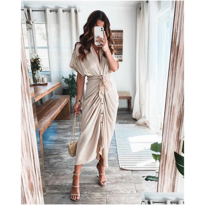 Casual Dresses Retail Women Shirt Designer Commuting Plus Size S3Xl Long Dress Fashion Forged Face Clothing Drop Delivery Apparel Wom Dhkj1