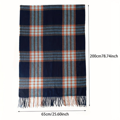 1pc Men's Classic Plaid Scarf For Autumn And Winter