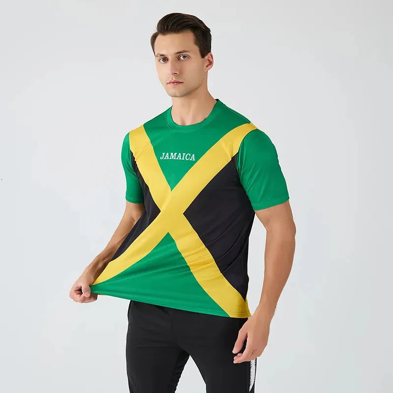 European National Team Jamaica Football Shirt 100% Polyester Soccer Jersey Mesh Quick Dry Football Sportswear 240709