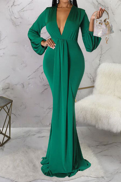 storexq Solid Color Elegant Maxi Dress