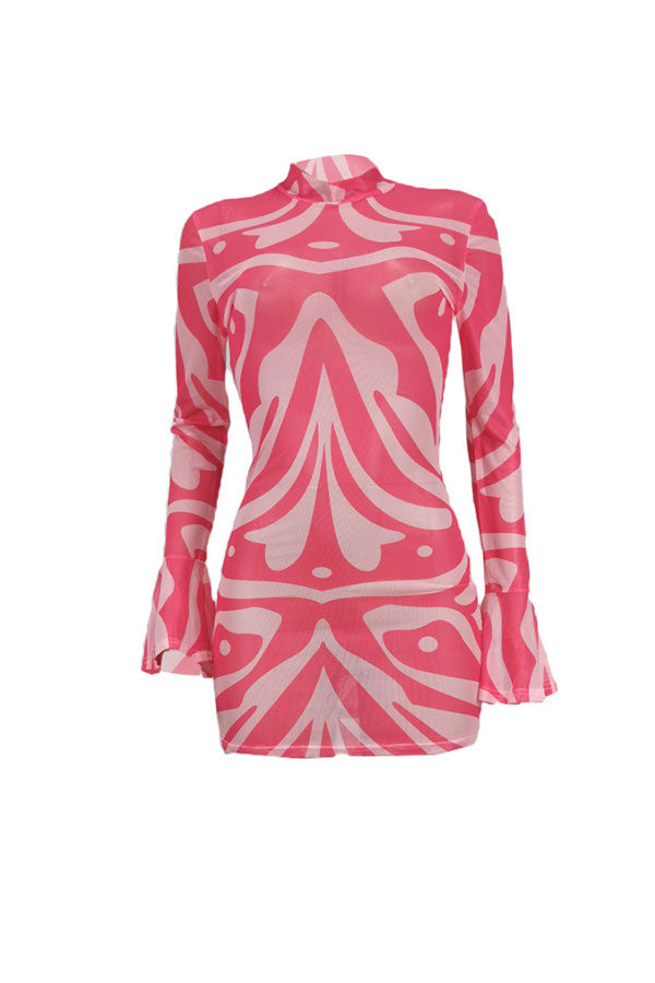 namcoverse Abstract Print Party See-Through Mini Dress