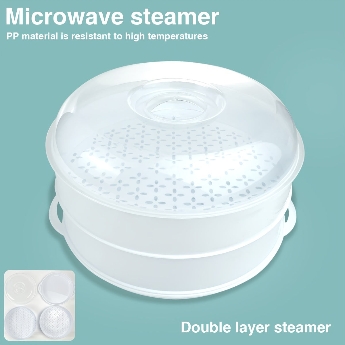 Deluxe Multi-Tier Microwave Steamer System - Durable, Power-Free, Double Boiler for Quick Steaming Vegetables, Rice, Fish, Buns, Dumplings - Ideal for Home Kitchen and Restaurant Use, Easy to Clean, Space-Saving Design