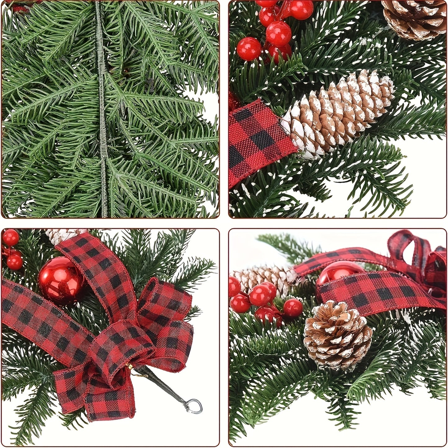 1pc, Artificial Christmas Teardrop Swag Wreath, 21.6 Inches Christmas Pine Cones Red Berries Swag Decoration Teardrop Swag Pendant for Wall Door Window