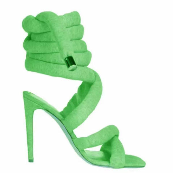 storexq Solid Color Unique Cross Strap Strappy Sandals