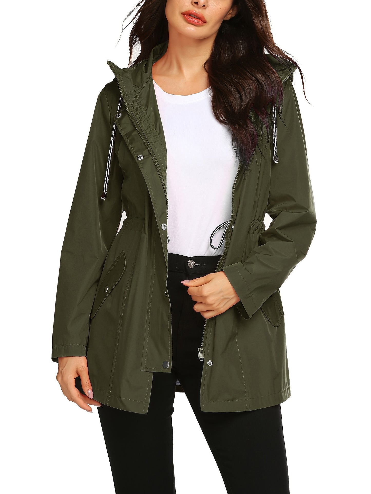 Waterproof Long Hooded Trench Coat for Women - Windproof and Breathable Lined Jacket for Travel and Outdoor Activities - S-XXL Sizes Available