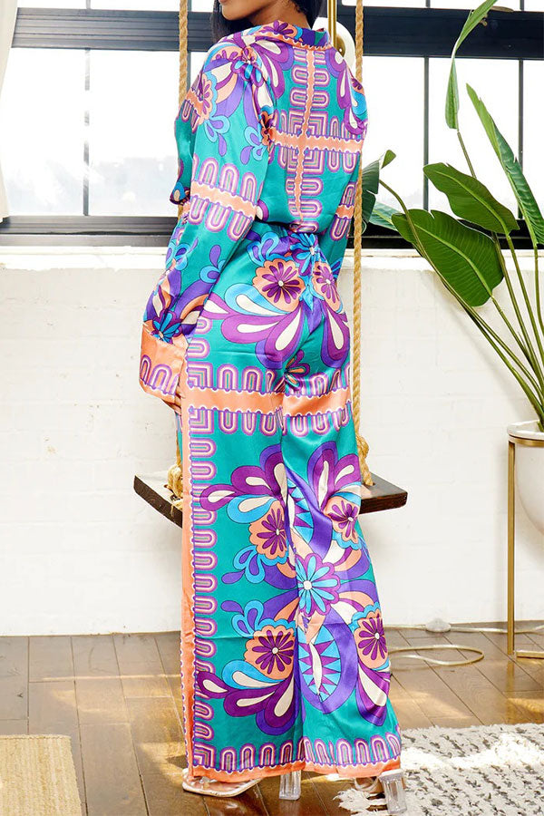 storexq Tribal Print Patchwork Laid Back Pant Suit