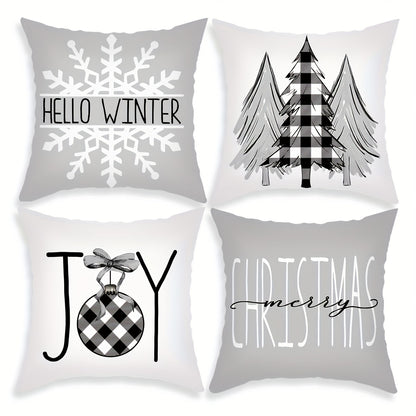 1pc/4pcs Merry Christmas Throw Pillow Covers - Festive Home Decor for Bedroom, Living Room, Sofa, Car with Seasonal Cheer