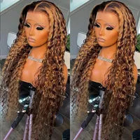 13x4 Transparent Frontal Wig Loose Deep Wave Lace Front Human Hair Wigs for Women Pre Plucked Wavy Black Synthetic Lace Wig