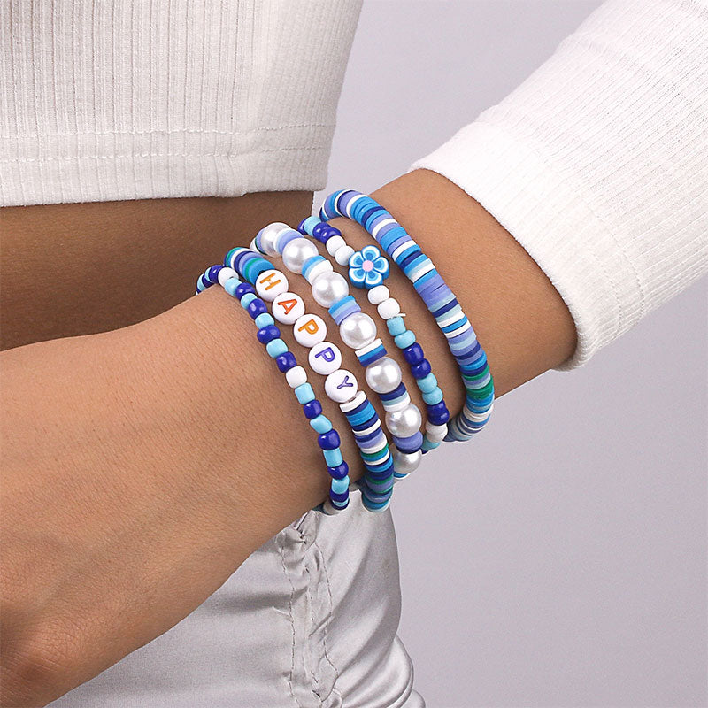 storexq Letter Faux Pearl Colorful Bracelet