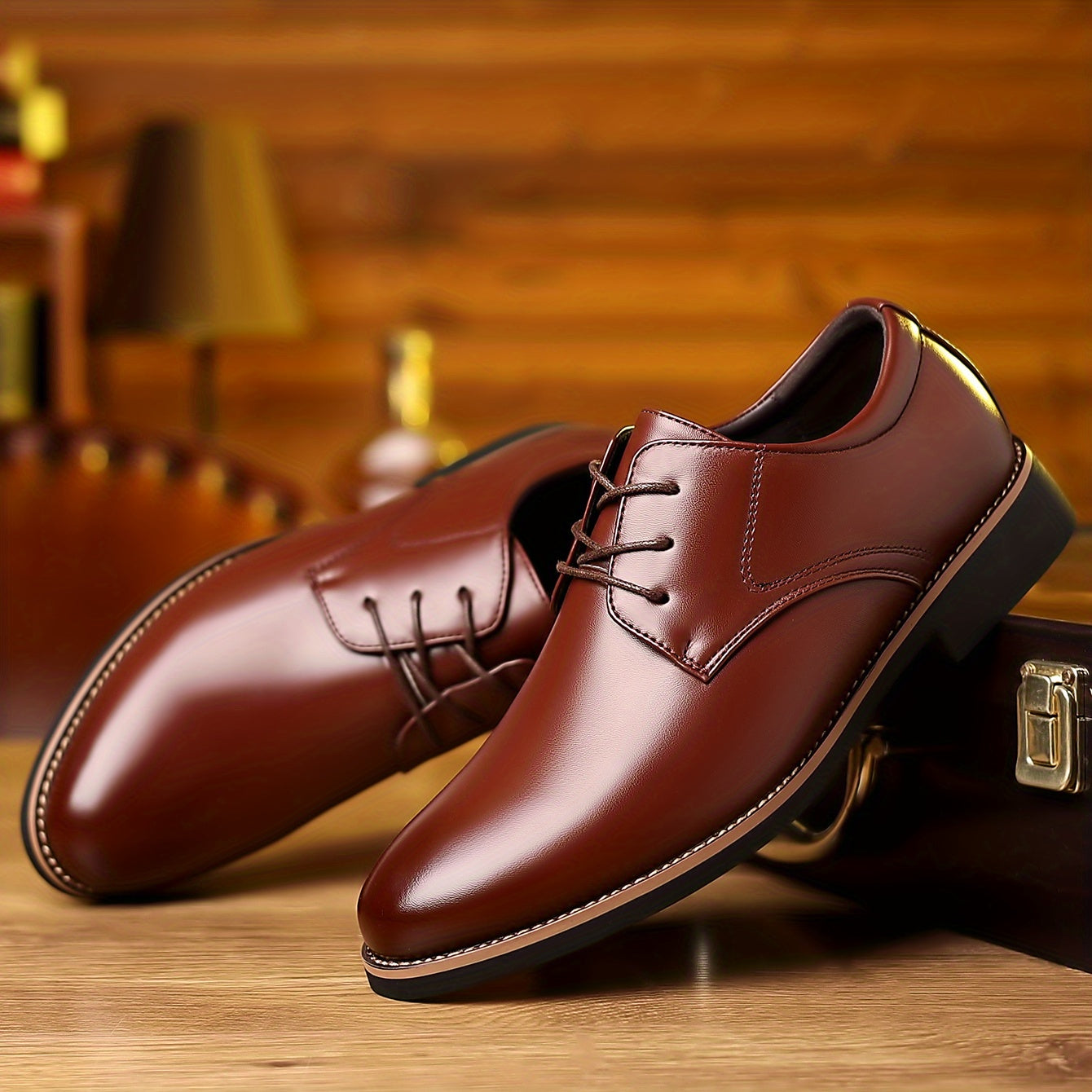 Classic Round Toe Lace-Up Derby Shoes - Premium Wear-Resistant Non-Slip Soles, Breathable Leather Upper, Comfortable Fit for Middle-Aged Men's Formal Occasions, Wedding Party, Business Events