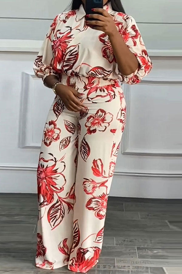 storexq Floral Print Stylish Wide Leg Pant Suit