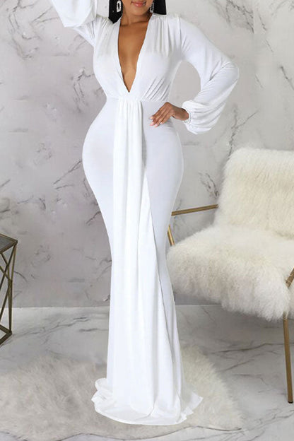 storexq Solid Color Elegant Maxi Dress