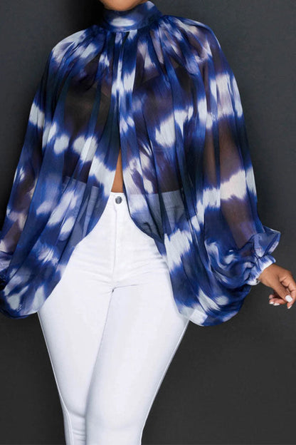 storexq Tie Dye Unusual High Split Blouse