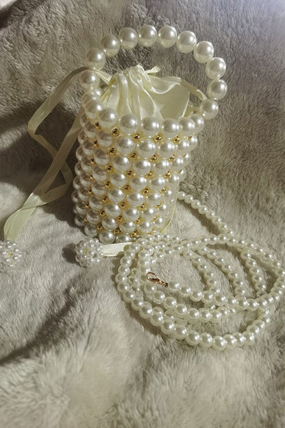 storexq White Faux Pearl Mini Bag