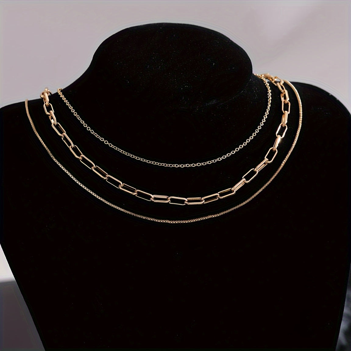 3pcs Minimalist Style Choker Necklaces, Versatile And Trendy Copper Multi-layered Hip-hop Necklace Set