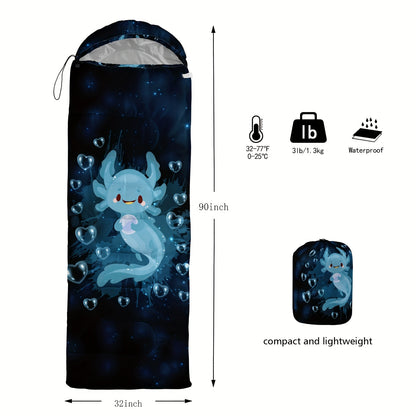 Dream Axolotl Compact Sleeping Bag - Outdoor Camping & Hiking Essential for All Seasons - 0 Degree Rated, Teens and Adults Sleeping Bag for Cold Weather, Blue Theme, Portable and Compact Design for Backpacking and Hiking Trips