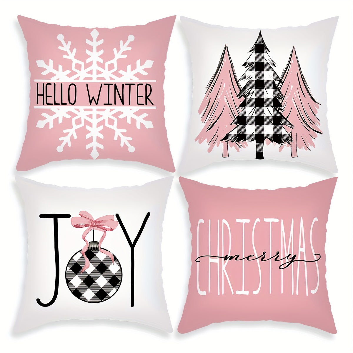 1pc/4pcs Merry Christmas Throw Pillow Covers - Festive Home Decor for Bedroom, Living Room, Sofa, Car with Seasonal Cheer