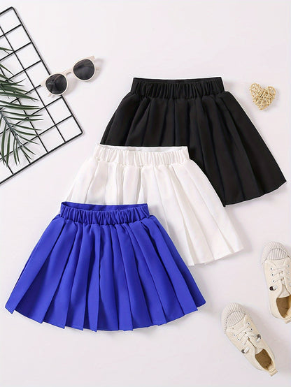 3pcs Girls Heart Graphic Pleated Skirt Set Preppy Style Party Gift