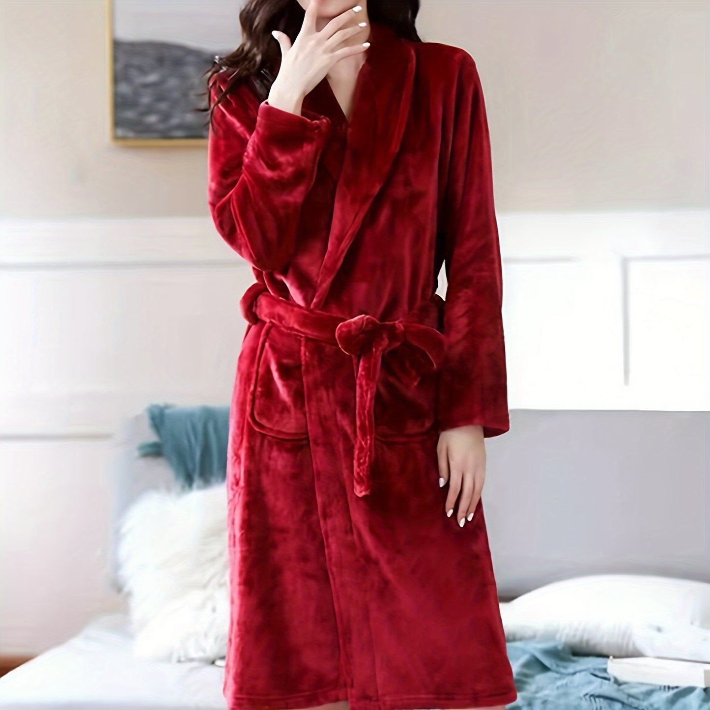 Ultra-Soft Flannel Bathrobe - Cozy & Comfortable, Perfect for Bedroom, Bathroom, and Poolside Use