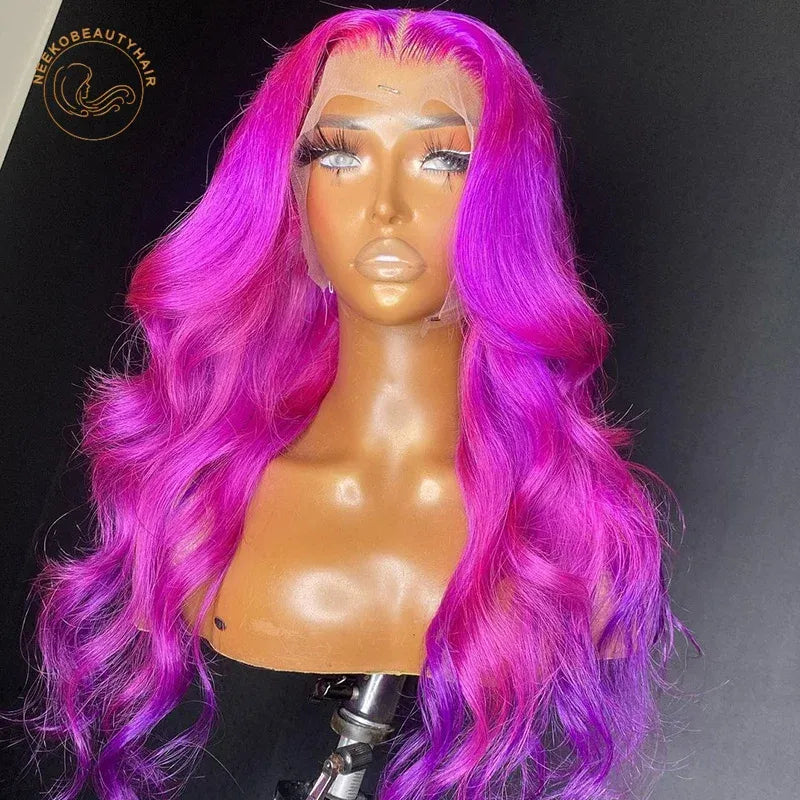 Brazilian 13x4 Lace Frontal Human Hair Wigs 613 Blonde Rose Pink Colored Lace Front Wig for Black Women Body Wave Syntheitc Cosplay Wig Preplucked