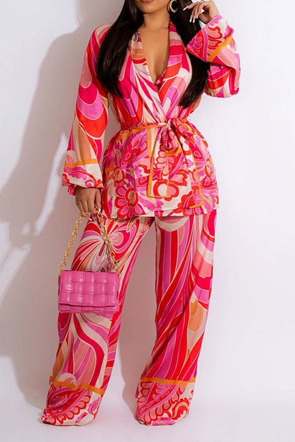 storexq Tribal Floral Print Retro Pant Suit Three Pieces