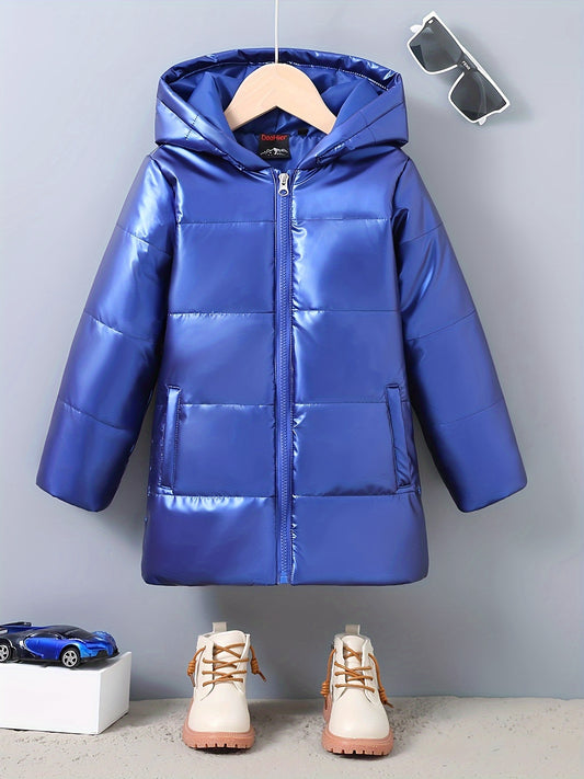 Boy's Windproof Hooded Coat Warm Comfortable Zipper padded Jacket For Winter