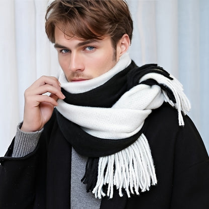 Elegant Men's Winter Scarf: Warm, Handwashable, Polyester Blend, Sizes Available