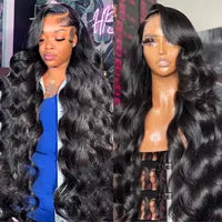 13x4 Transparent Frontal Wig Loose Deep Wave Lace Front Human Hair Wigs for Women Pre Plucked Wavy Black Synthetic Lace Wig