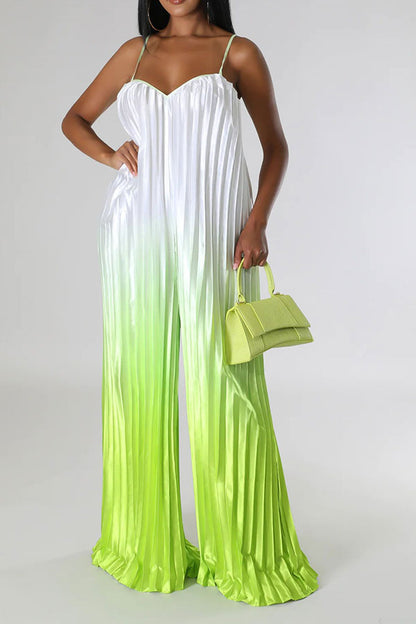 storexq Gradient Striking Wide Leg Pleated Jumpsuit