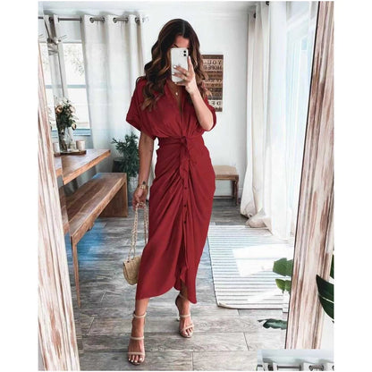 Casual Dresses Retail Women Shirt Designer Commuting Plus Size S3Xl Long Dress Fashion Forged Face Clothing Drop Delivery Apparel Wom Dhkj1