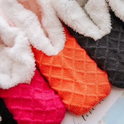 Women Winter Warm Thick Socks Anti Slip Home Floor Carpet Fuzzy Socks Lamb Wool Velvet Solid Colors Indoor Sleep Slippers Socks