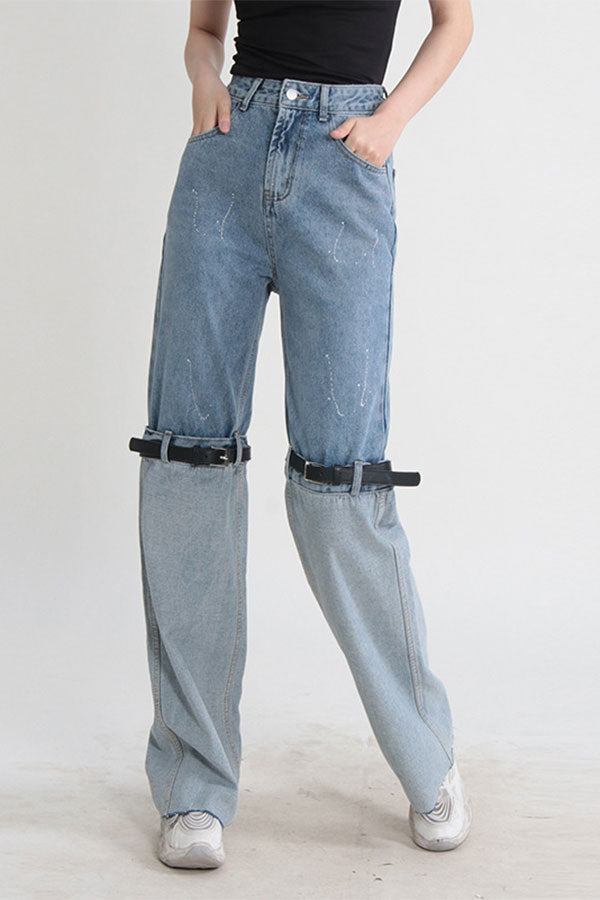 storexq Patchwork Belted Design Modern Jeans