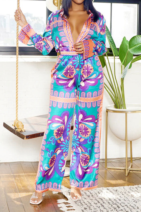 storexq Tribal Print Patchwork Laid Back Pant Suit