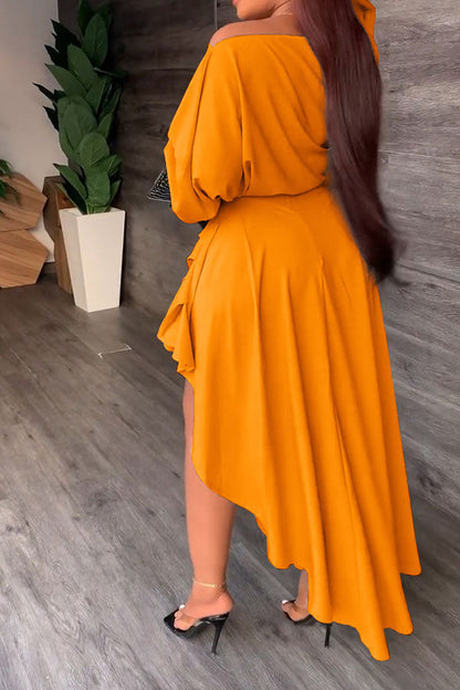 namcoverse Solid Color Feminine Irregular High Split Dress Suit