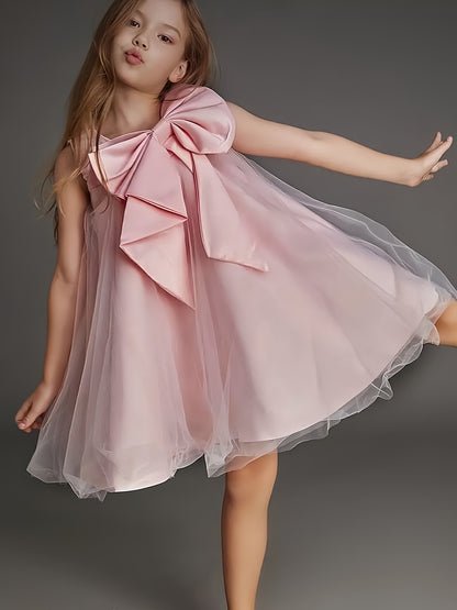 Elegant All-Season Princess Dress for Girls - Comfortable Cotton, Big Bow Charm, and Timeless Style