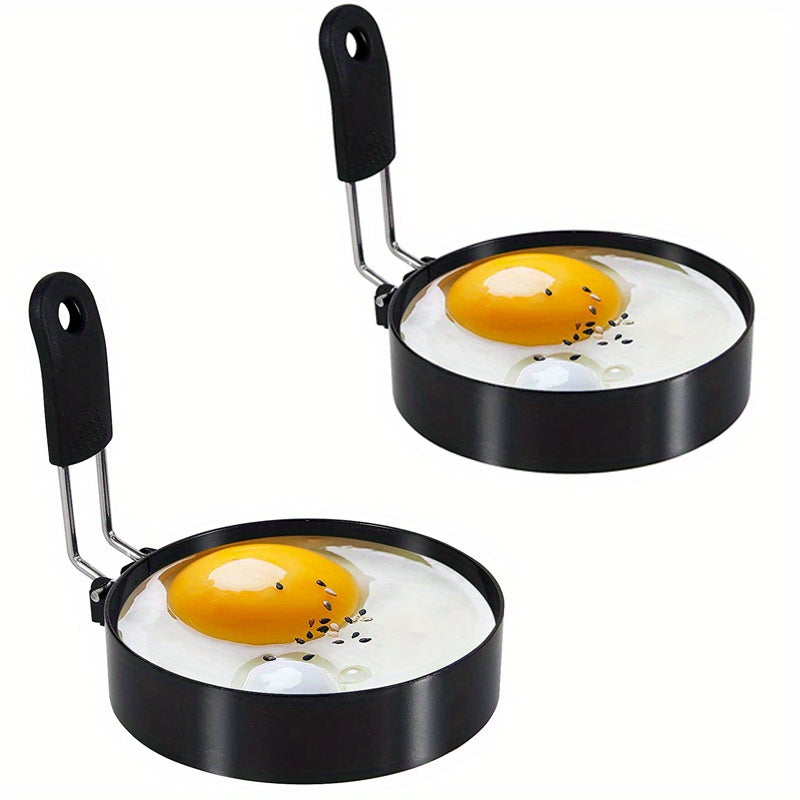 2pcs, Egg Rings (4''), Stainless Steel Egg Cooking Rings, Pancake Mold For Frying Eggs And Omelet, Kitchen Gadgets, Kitchen Stuff, Kitchen Accessories, Home Kitchen Items