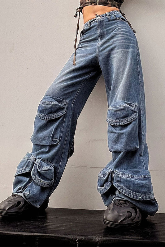 storexq Gradient Boyish Multi Pocket Jeans