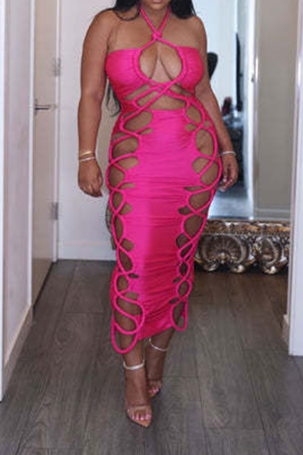 namcoverse Solid Color Kitsch Strappy Midi Dress